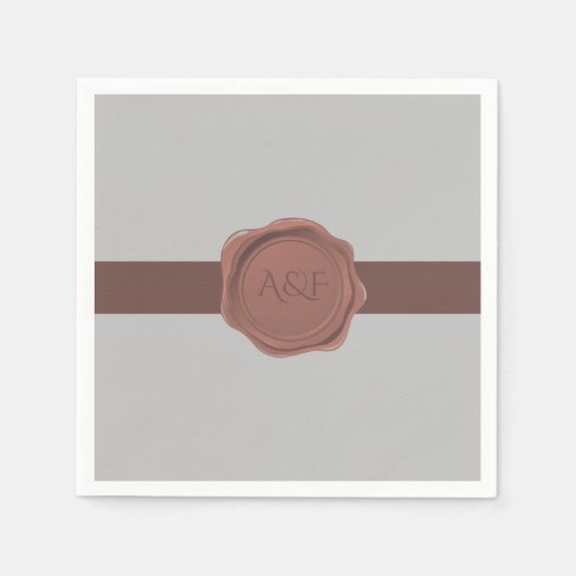 Elegantes Band und Siegel Monogram Serviette (Vorderseite)