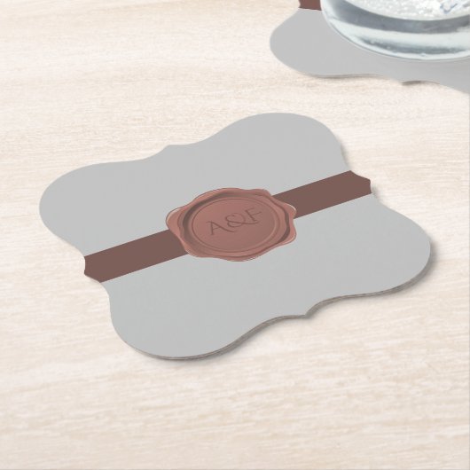 Elegantes Band und Siegel Monogram Untersetzer (angewinkelt)