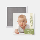 Elegantes Banner Baby Foto Keepake - Green Magnet (Vorderseite/Rückseite)