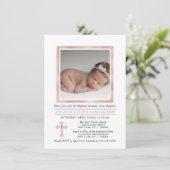 Elegantes BAPTISM CHRISTENING Pink Girl | FOTO Einladung (Stehend Vorderseite)
