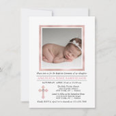 Elegantes BAPTISM CHRISTENING Pink Girl | FOTO Einladung (Vorderseite)