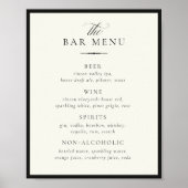 ELEGANTES Bar-Menü Hochzeitsschild Poster (Vorne)