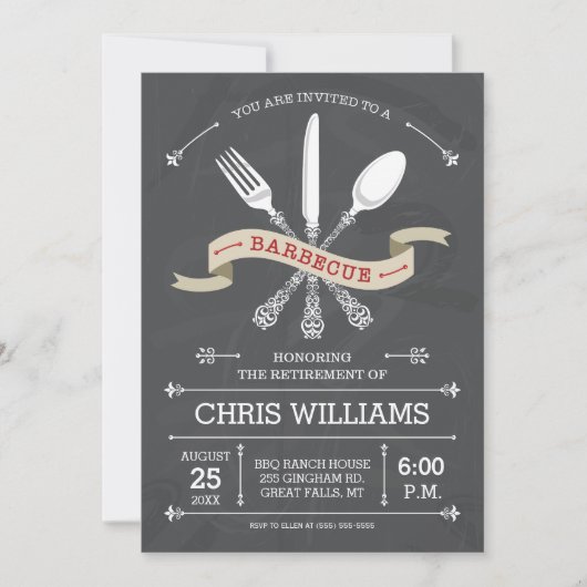 Elegantes Barbecue Einladung - Chalkboard (Vorderseite)