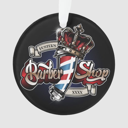 Elegantes Barberloch und Crown-Logo personalisiere Ornament (Vorderseite)