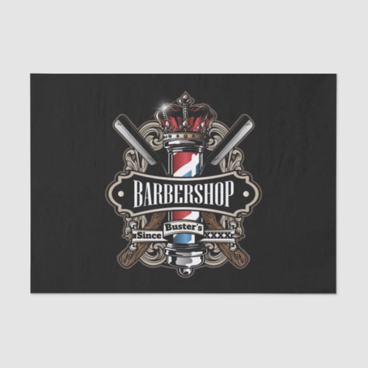 Elegantes Barberloch und Crown-Logo personalisiere Seidenpapier (Vorderseite)