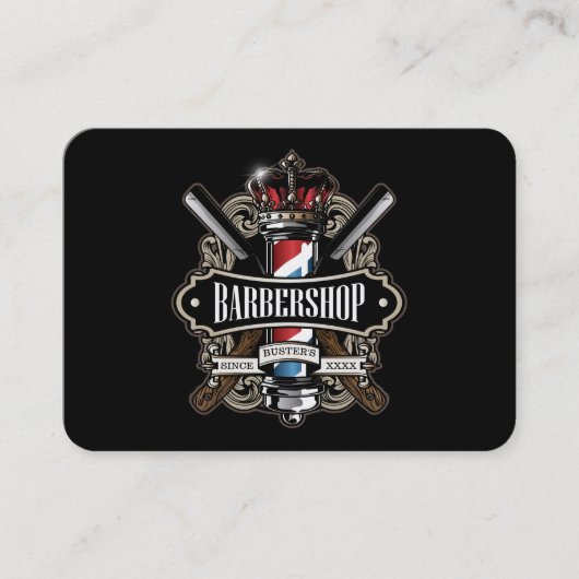 Elegantes Barbershop-Logo personalisieren Visitenkarte (Vorderseite)