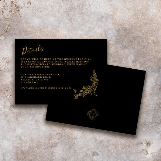 Elegantes Barock Chinoiserie Vintages Schwarzes Me Begleitkarte