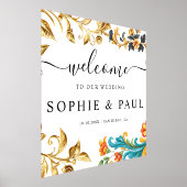 Elegantes Barock Gold Aquamarine Hochzeit Begrüßun Foliendrucke (Ablage )