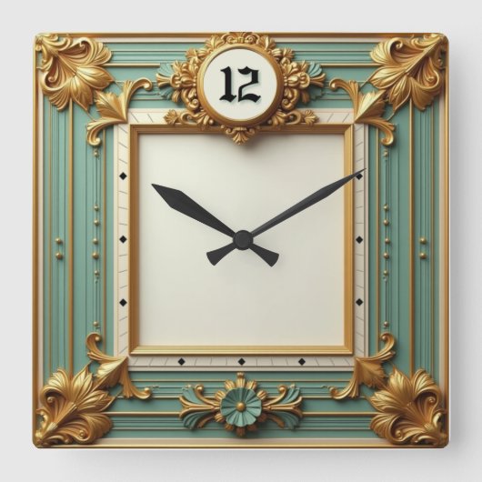 Elegantes Barock Quadratische Wanduhr (Vorderseite)