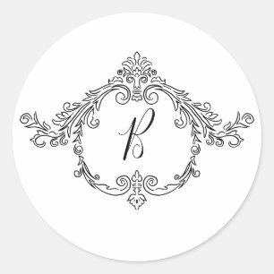 Elegantes Barock-Verschnörkeltes Monogramm Runder Aufkleber