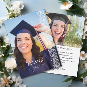 Elegantes Barock Viktorianisch Lace Abschluss Foto Dankeskarte