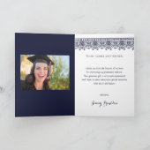 Elegantes Barock Viktorianisch Lace Abschluss Foto Dankeskarte (Innenseite)