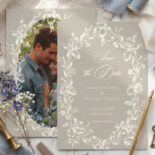 Elegantes Barock Vintage Neutrales Tannbraun Elfen Save The Date