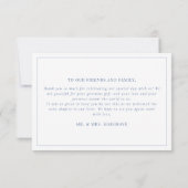 Elegantes Barock Wappen Monogram Blue Wedding Dankeskarte (Rückseite)