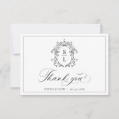 Elegantes Barock-Wappen Monogram Wedding Dankeskarte (Vorderseite)