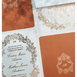 Elegantes Barock-Wappen Monogram Wedding Folieneinladung