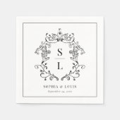 Elegantes Barock-Wappen Monogram Wedding Serviette (Vorderseite)