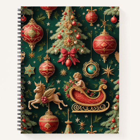 Elegantes Barock Weihnachtsgeschenk Notizblock (Vorderseite)