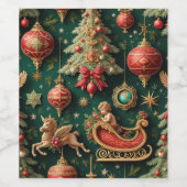 Elegantes Barock Weihnachtsweinlabel Weinetikett (Einzelnes Label)
