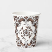 Elegantes barockes Hochzeitsrahmen-Brautparty Pappbecher (Rückseite)