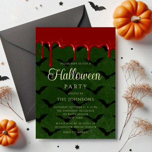 Elegantes Bat Blopping Halloween Gold Folieneinladung