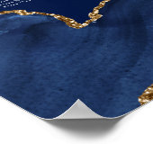 Elegantes Bat Mitzvah Party Blue Gold Seating Char Poster (Ecke)