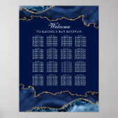 Elegantes Bat Mitzvah Party Blue Gold Seating Char Poster (Vorne)