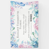 Elegantes Bauernhaus Wasserfarben Blume Banner (Vertikal)