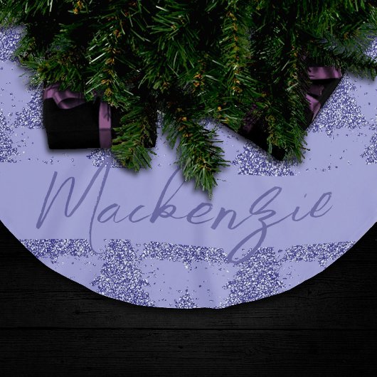 Elegantes Baummuster | Charming Lavendel Custom Polyester Weihnachtsbaumdecke