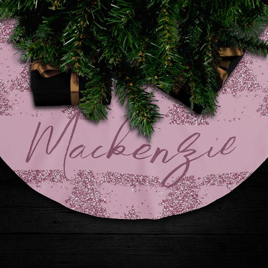 Elegantes Baummuster | Dusty Mauve Pink Custom Polyester Weihnachtsbaumdecke