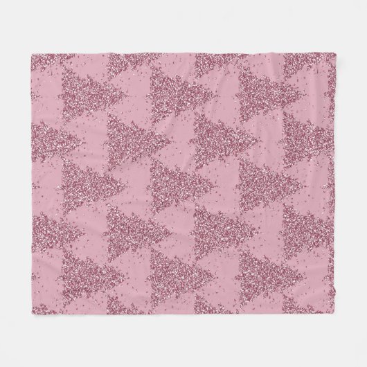 Elegantes Baummuster | Dusty Mauve Pink Weihnachte Fleecedecke (Vorderseite (Horizontal))