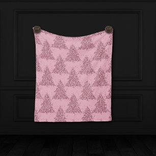 Elegantes Baummuster Dusty Mauve Pink Weihnachte Fleecedecke