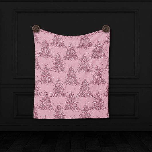 Elegantes Baummuster | Dusty Mauve Pink Weihnachte Fleecedecke