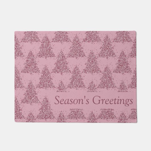 Elegantes Baummuster | Dusty Mauve Pink Weihnachte Fußmatte (Vorderseite)