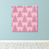 Elegantes Baummuster | Dusty Mauve Pink Weihnachte Leinwanddruck (Insitu (Holzboden))