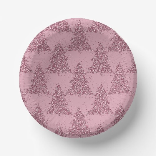 Elegantes Baummuster | Dusty Mauve Pink Weihnachte Pappteller (Vorderseite)