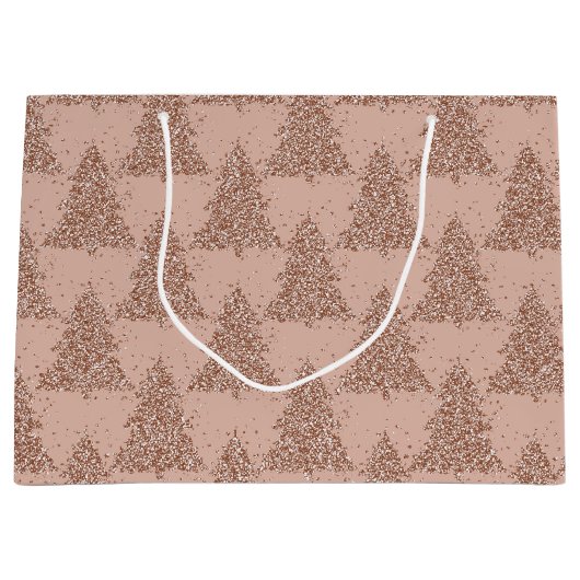 Elegantes Baummuster | Glam Rose Gold Weihnachten Große Geschenktüte (Vorderseite)