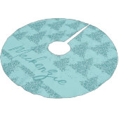 Elegantes Baummuster | Luxe Aqua Mint Custom Polyester Weihnachtsbaumdecke (Schrägansicht)