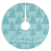 Elegantes Baummuster | Luxe Aqua Mint Custom Polyester Weihnachtsbaumdecke (Vorderseite)