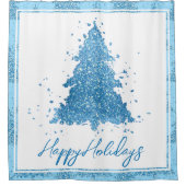 Elegantes Baummuster | Luxe Aqua Mint Weihnachten Duschvorhang (Vorderseite)