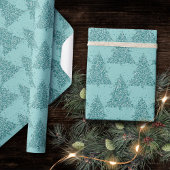 Elegantes Baummuster | Luxe Aqua Mint Weihnachten Geschenkpapier