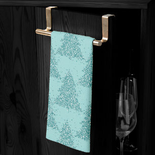 Elegantes Baummuster   Luxe Aqua Mint Weihnachten Geschirrtuch