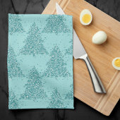 Elegantes Baummuster | Luxe Aqua Mint Weihnachten Geschirrtuch