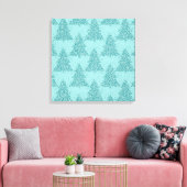 Elegantes Baummuster | Luxe Aqua Mint Weihnachten Leinwanddruck (Insitu (Wohnzimmer))