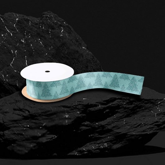 Elegantes Baummuster | Luxe Aqua Mint Weihnachten Satinband