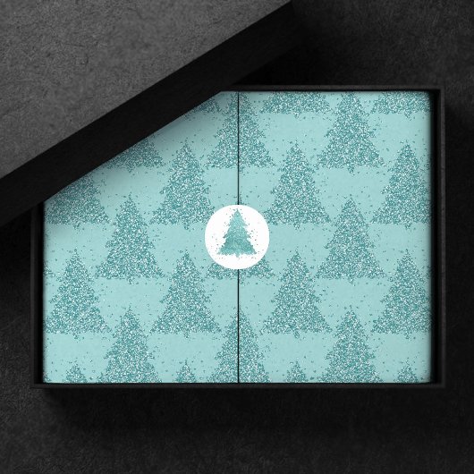 Elegantes Baummuster | Luxe Aqua Mint Weihnachten Seidenpapier