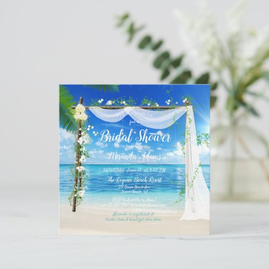 Elegantes Beach Arch Brautparty Einladung (Stehend Vorderseite)