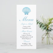 Elegantes Beach Blue Nautical Seashell Wedding Men Menükarte (Stehend Vorderseite)