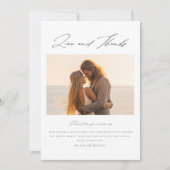 Elegantes Beach Foto Hochzeit Dankeskarte (Vorderseite)