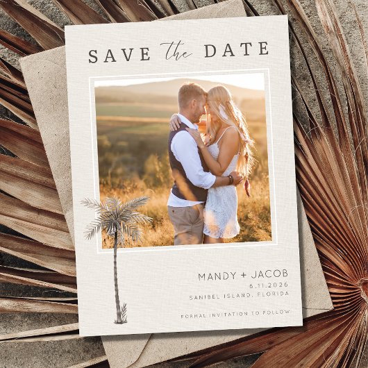 Elegantes Beach-Foto Hochzeit speichern Sie das Da Save The Date